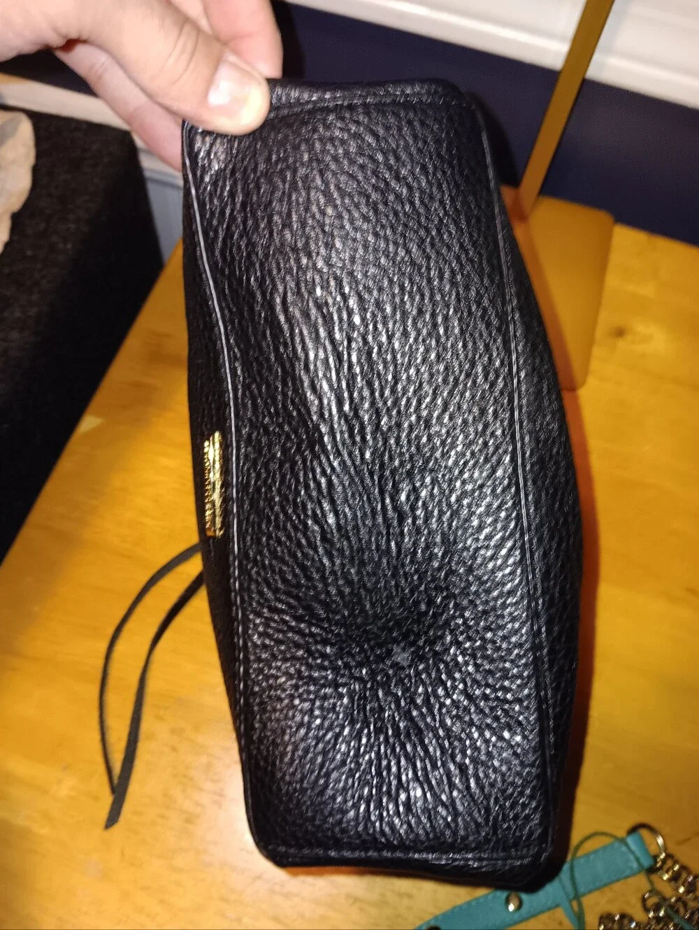 Rebecca Minkoff Black Pebbled Leather Satchel with Gold Hardware